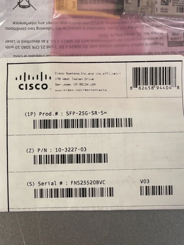 Transceptor SFP28 Cisco SFP-25G-SR 25GBASE-SR Multimodo 850nm